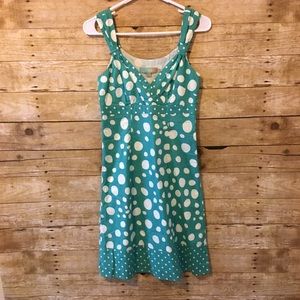 Boden Dress Aqua/teal with white polka dots size 2
